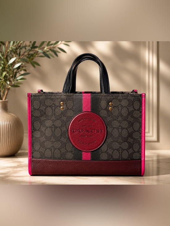 Coach Handbags - Coach Dempsey Carryall in Signature Jacquard & Pebbled Leather